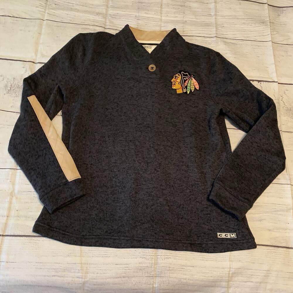 CCM Athletic Equipment Womens Size Medium Pullover Sweater With Elbow Pads Gray